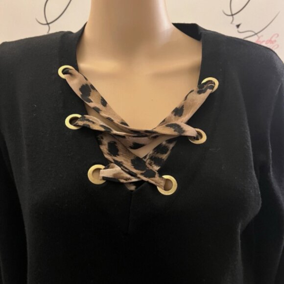 Cable & Gauge. Size Medium. Lightweight Black Knit Pullover. Tunic. Rayon B64 - Picture 2 of 5